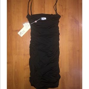 Oh Polly Black Side Ruched Dress